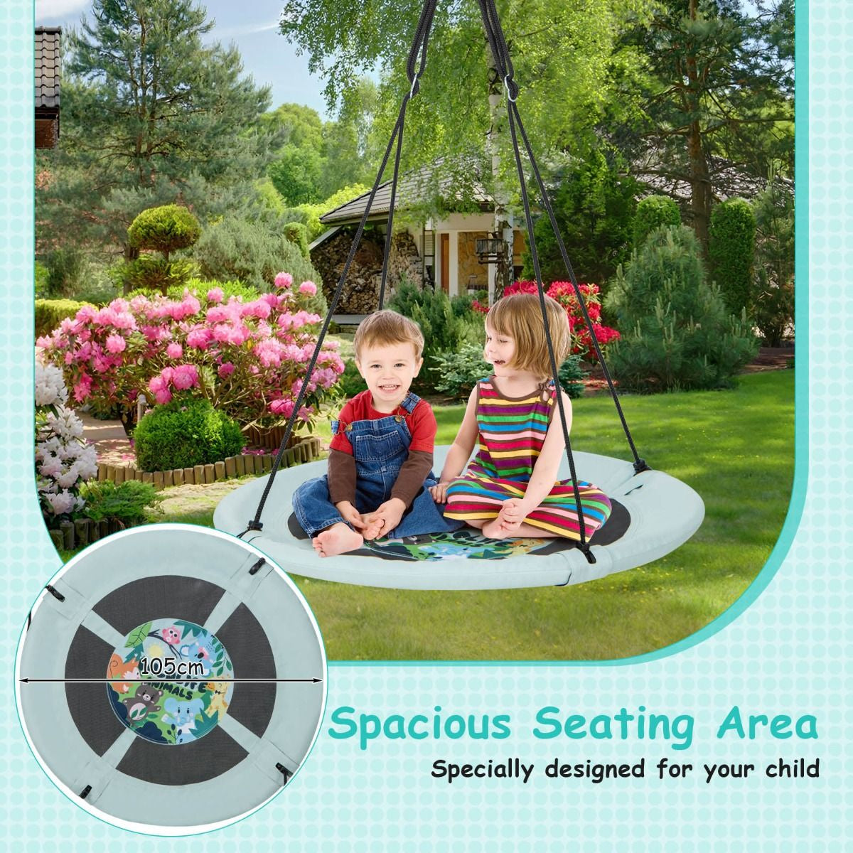 Indoor and Outdoor Flying Swing with Adjustable Hanging Ropes for Kids