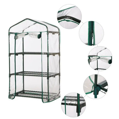 Greenhouse Cover Outdoor Grow Tent Grow Bag Grow House PVC Cover Plastic Garden Green House Gardening Windows (No Iron Shelf)