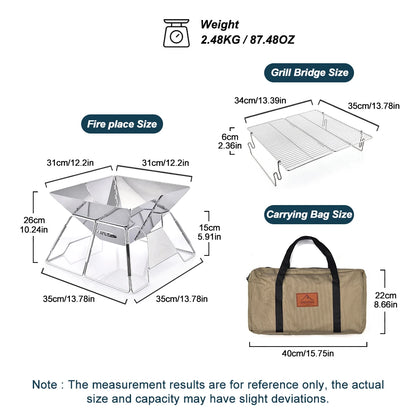 Windproof Wood-Burning Camping Grill Outdoor Stainless Steel Wilderness Survival BBQ Equipment for Tourists