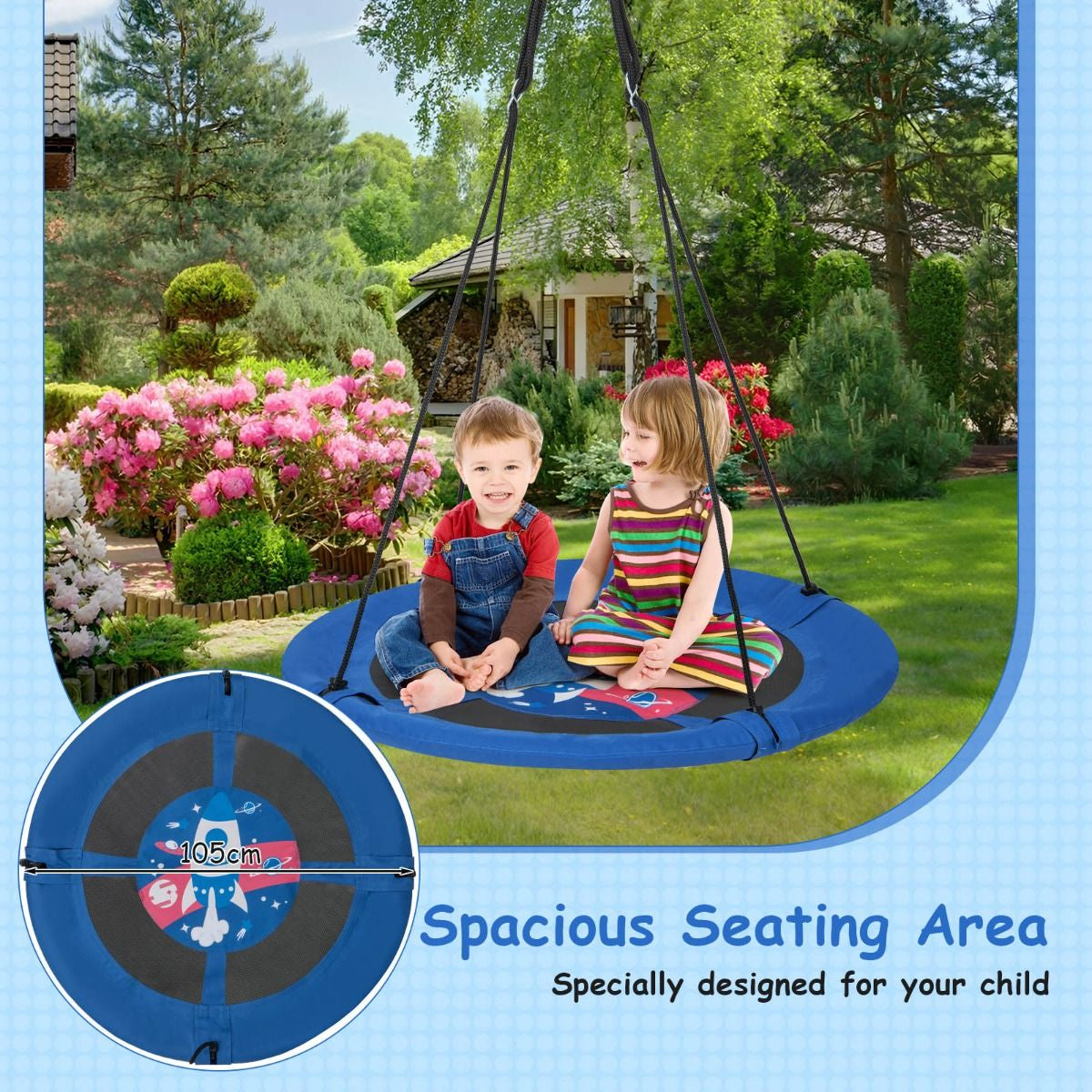 Indoor and Outdoor Flying Swing with Adjustable Hanging Ropes for Kids
