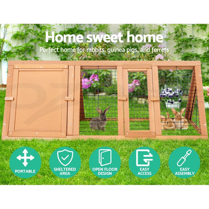 I.Pet Rabbit Hutch Chicken Coop Large Run Wooden Pet Cage Houses Outdoor Coops