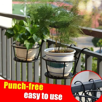 Balcony Flower Rack Planter European Iron Railing Pot Plant Rack Hanging Windowsill Hanging Orchid Green Wall Mounted Shelf
