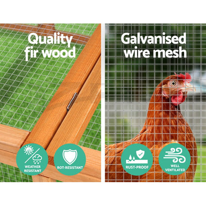 I.Pet Chicken Coop Rabbit Hutch Extra Large Wooden Chicken House Run XL Hen Cage