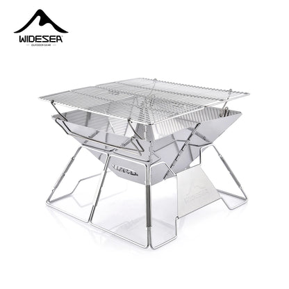 Windproof Wood-Burning Camping Grill Outdoor Stainless Steel Wilderness Survival BBQ Equipment for Tourists