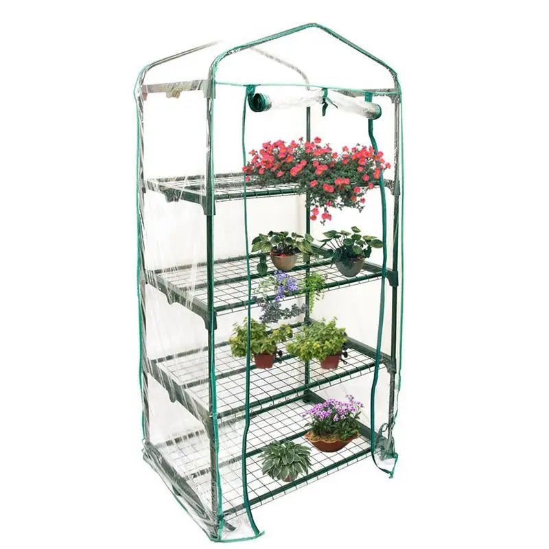 Greenhouse Cover Outdoor Grow Tent Grow Bag Grow House PVC Cover Plastic Garden Green House Gardening Windows (No Iron Shelf)