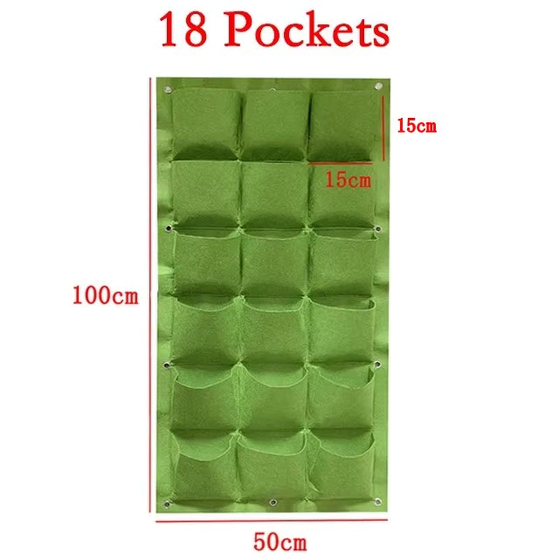 9/18/36/64 Pockets Green Grow Bags Planter Vertical Garden Vegetable Living Garden Bag Seedling Wall Hanging Plant Growing Bags