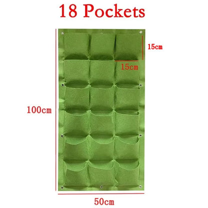 9/18/36/64 Pockets Green Grow Bags Planter Vertical Garden Vegetable Living Garden Bag Seedling Wall Hanging Plant Growing Bags