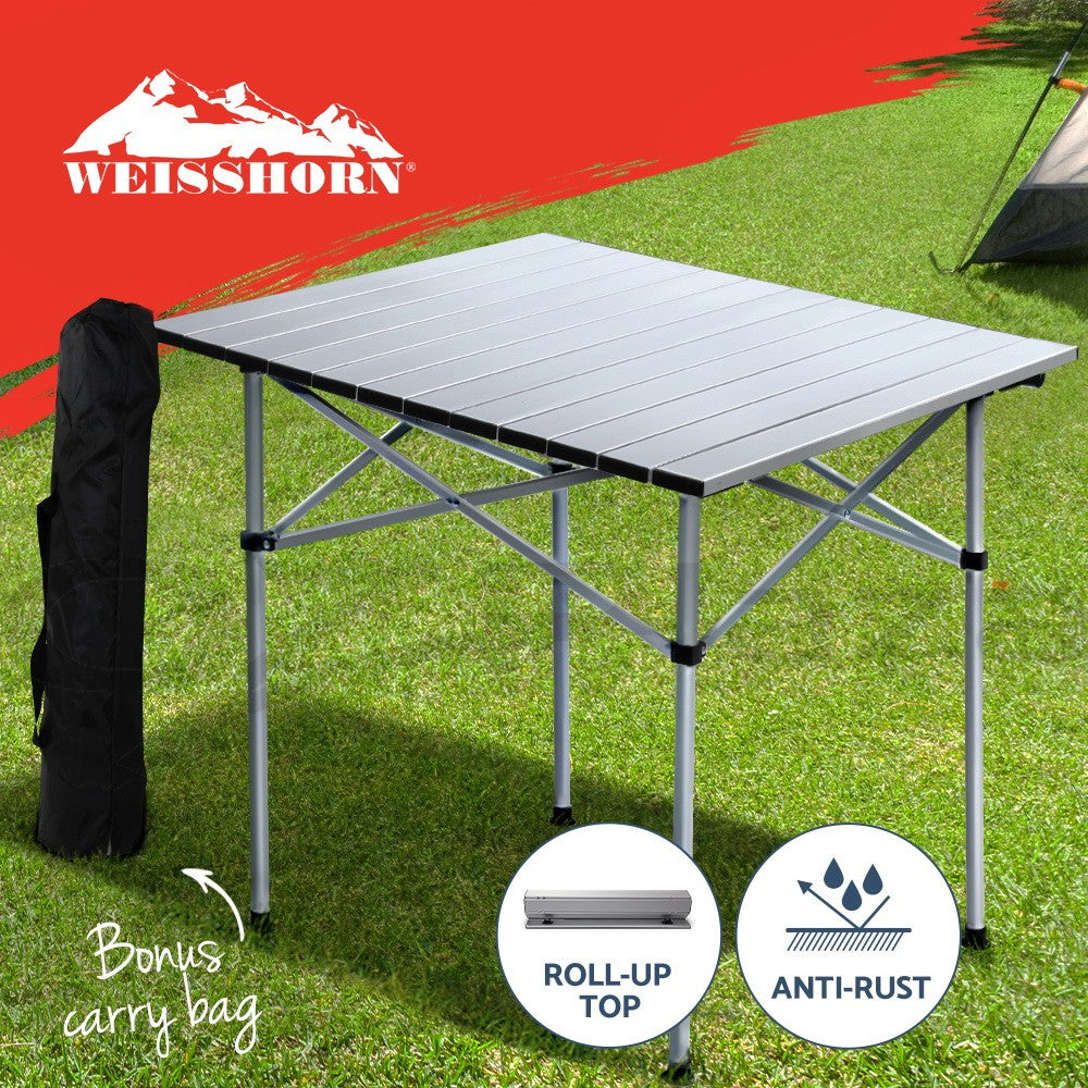 Weisshorn Camping Table Roll up Foldable Picnic Outdoor BBQ Garden 70CM