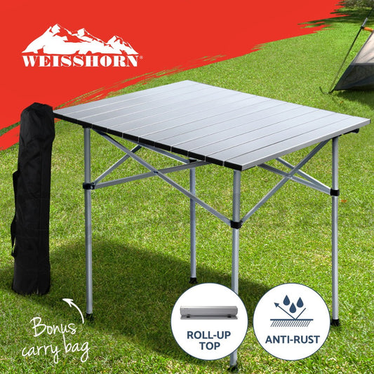 Weisshorn Camping Table Roll up Foldable Picnic Outdoor BBQ Garden 70CM