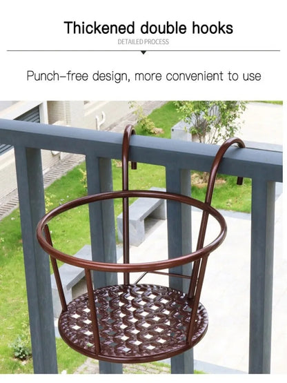 Balcony Flower Rack Planter European Iron Railing Pot Plant Rack Hanging Windowsill Hanging Orchid Green Wall Mounted Shelf