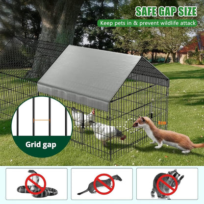 Large Metal Chicken Coop, 220X100Cm Chicken Run Cage, Heavy Duty Duck Cages for Yard, Portable Chicken Pens Outdoor with Top, Enclosure Crate Backyard for Small Animals Duck Rabbit Hen