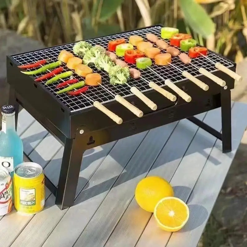 Extended Portable Outdoor BBQ Grill Home Use Barbecue Oven Long Portable Charcoal Grill for Outdoor Cooking and Baking