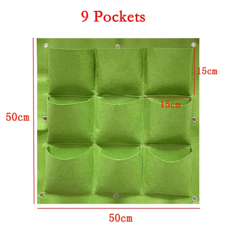 9/18/36/64 Pockets Green Grow Bags Planter Vertical Garden Vegetable Living Garden Bag Seedling Wall Hanging Plant Growing Bags