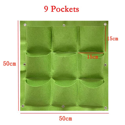 9/18/36/64 Pockets Green Grow Bags Planter Vertical Garden Vegetable Living Garden Bag Seedling Wall Hanging Plant Growing Bags