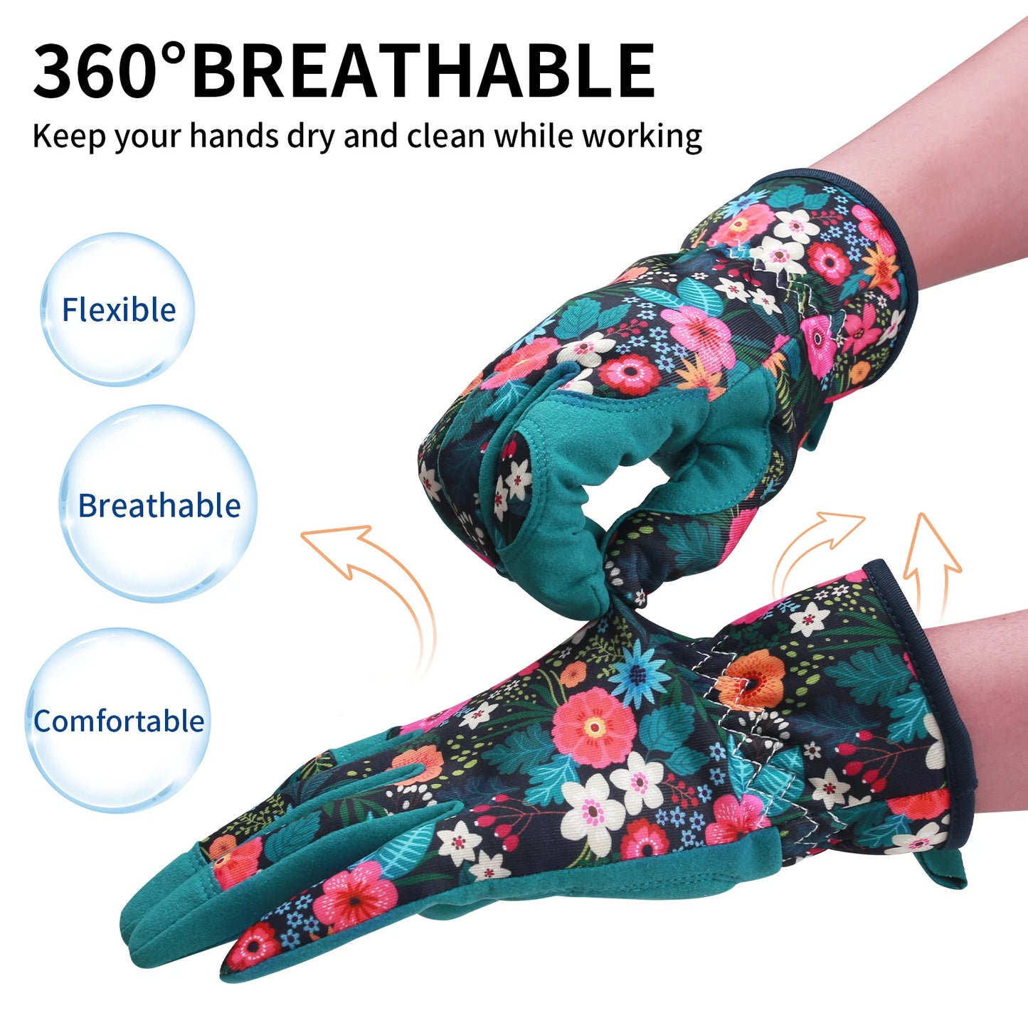 Thorn-Proof Gardening Weeding Working Gloves Breathable Leather Glove Puncture Resistant for Digging, Floral Planting,Pruning