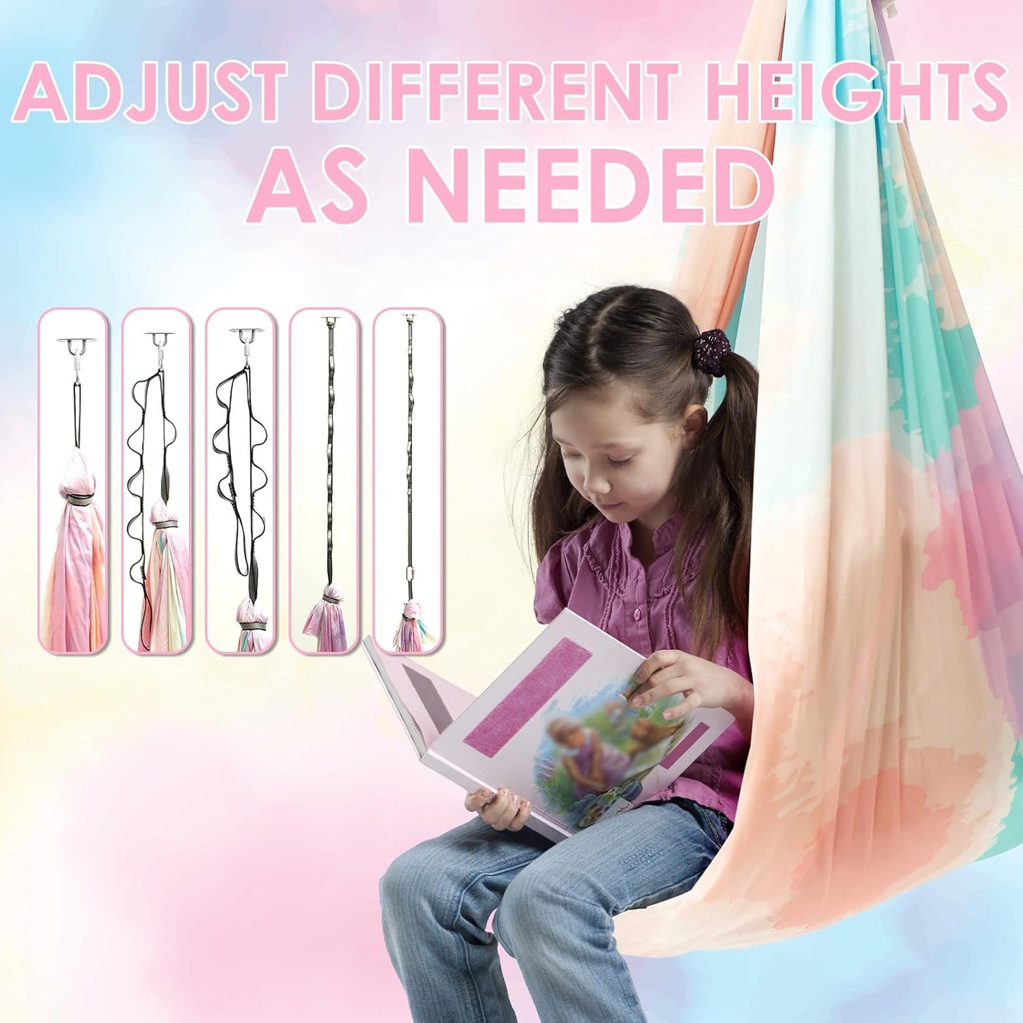 Sensory Swing, Cuddle Swing with 360° Swivel Hanger Kit, Therapy for Child & Adult with Autism ADHD Aspergers Sensory Integration (Colorful Print)