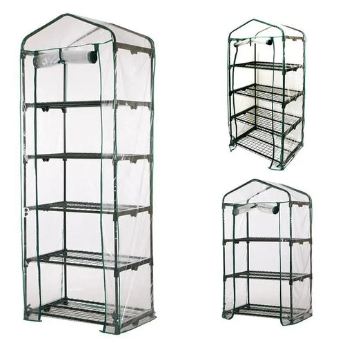 Greenhouse Cover Outdoor Grow Tent Grow Bag Grow House PVC Cover Plastic Garden Green House Gardening Windows (No Iron Shelf)
