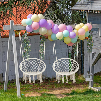 124CM Deluxe Hammock Chair Macrame Cotton Swing Bed, 150Kg Capacity, Outdoor/Indoor Hanging, Handmade Knitted Hanging Chair for Bedroom,Indoor,Outdoor, Balcony, Yard, Porch