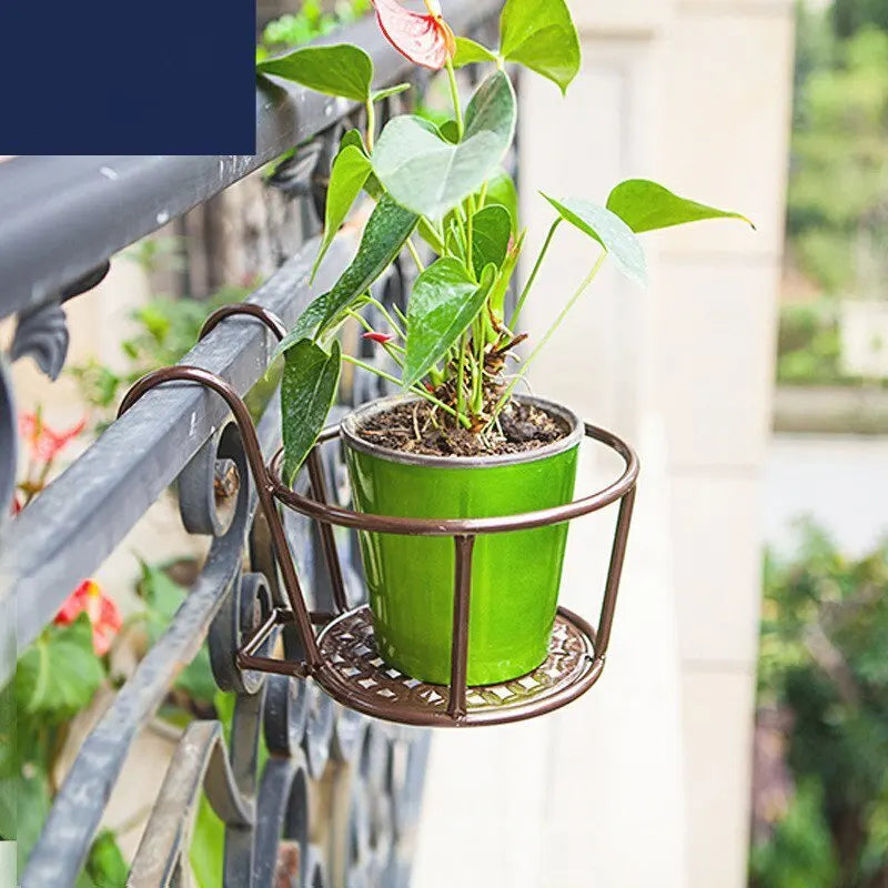 Balcony Flower Rack Planter European Iron Railing Pot Plant Rack Hanging Windowsill Hanging Orchid Green Wall Mounted Shelf