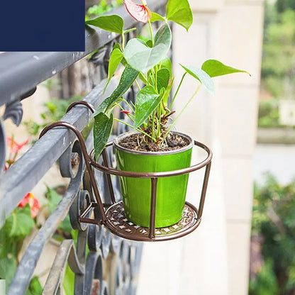 Balcony Flower Rack Planter European Iron Railing Pot Plant Rack Hanging Windowsill Hanging Orchid Green Wall Mounted Shelf