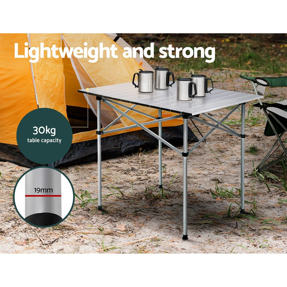 Weisshorn Camping Table Roll up Foldable Picnic Outdoor BBQ Garden 70CM