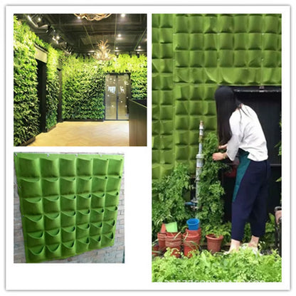 9/18/36/64 Pockets Green Grow Bags Planter Vertical Garden Vegetable Living Garden Bag Seedling Wall Hanging Plant Growing Bags