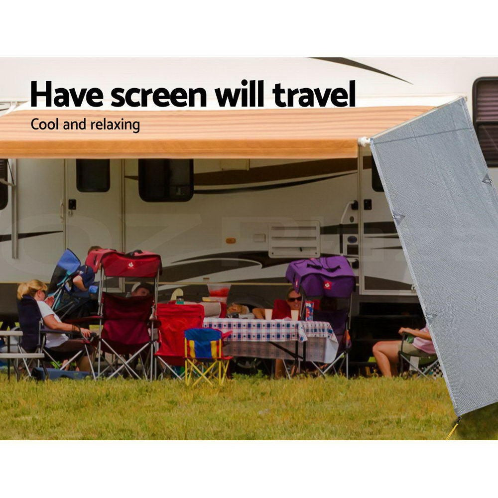 Caravan Privacy Screens Roll Out Awning 1.95 X 2.2M Sun Shade End Wall Side Grey