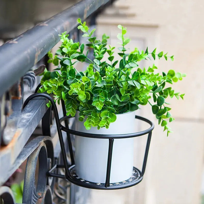 Balcony Flower Rack Planter European Iron Railing Pot Plant Rack Hanging Windowsill Hanging Orchid Green Wall Mounted Shelf