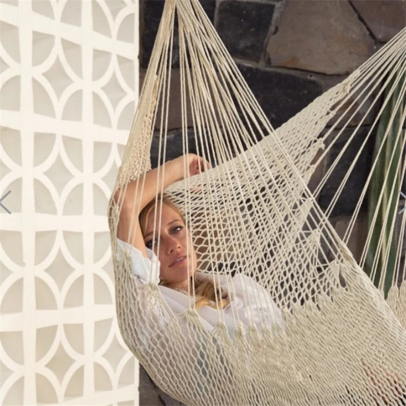Nordic Style White Hammock Swing Home Garden Hanging Hammock Chair Outdoor Indoor Dormitory Swing Hanging Chair for Child Adult