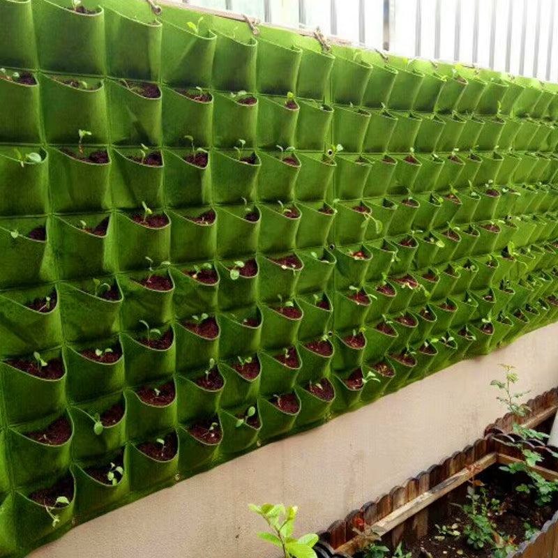 9/18/36/64 Pockets Green Grow Bags Planter Vertical Garden Vegetable Living Garden Bag Seedling Wall Hanging Plant Growing Bags