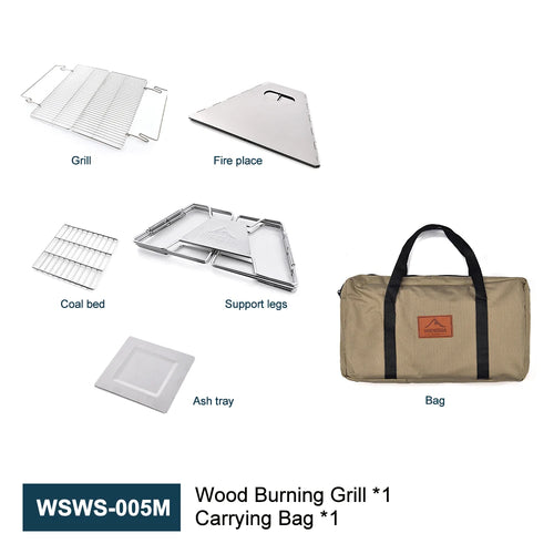 Windproof Wood-Burning Camping Grill Outdoor Stainless Steel Wilderness Survival BBQ Equipment for Tourists