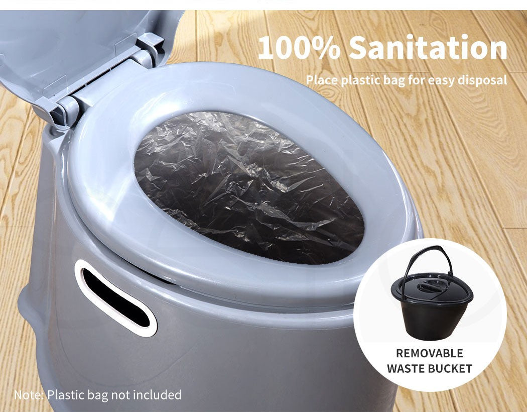 6L Camping Toilet Outdoor Portable Potty Caravan Travel Boating Bucket Brush