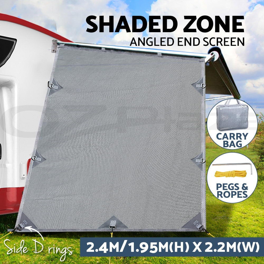 Caravan Privacy Screens Roll Out Awning 1.95 X 2.2M Sun Shade End Wall Side Grey