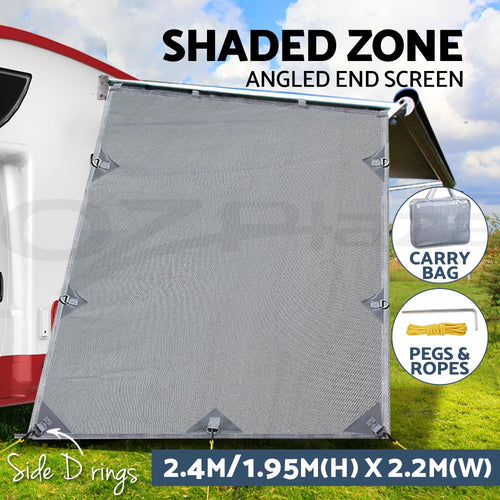 Caravan Privacy Screens Roll Out Awning 1.95 X 2.2M Sun Shade End Wall Side Grey