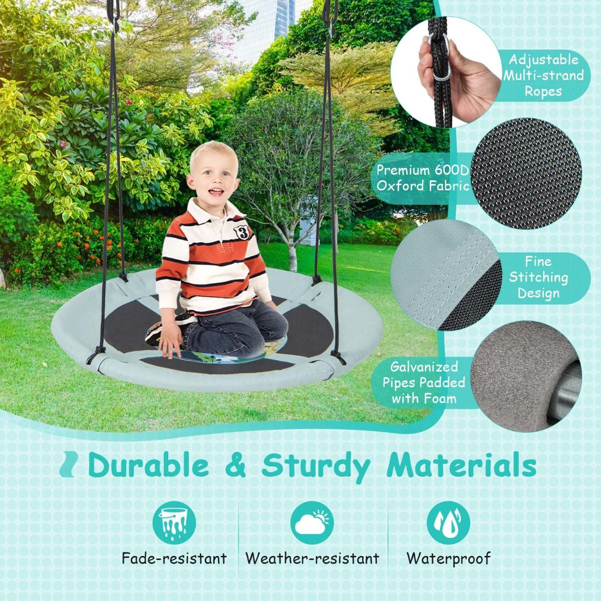 Indoor and Outdoor Flying Swing with Adjustable Hanging Ropes for Kids