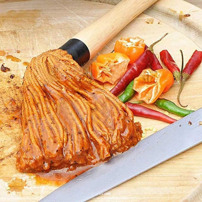 Outdoor Bbq Basting Brushes BBQ Barbecue Grill Greasing Mop Rubber Wood Handle BBQ Baking Dipping Brush on Oil Brush Tool Set