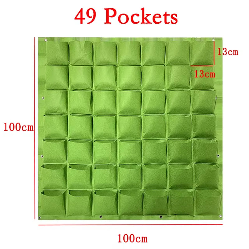9/18/36/64 Pockets Green Grow Bags Planter Vertical Garden Vegetable Living Garden Bag Seedling Wall Hanging Plant Growing Bags