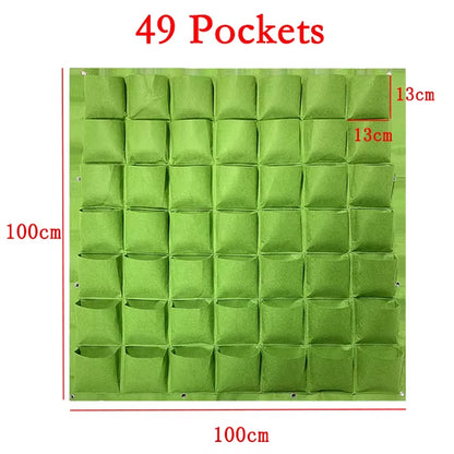9/18/36/64 Pockets Green Grow Bags Planter Vertical Garden Vegetable Living Garden Bag Seedling Wall Hanging Plant Growing Bags