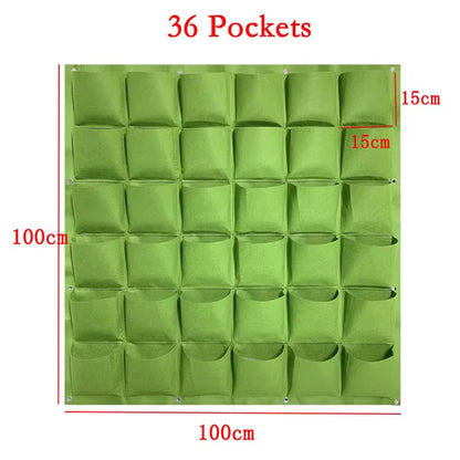 9/18/36/64 Pockets Green Grow Bags Planter Vertical Garden Vegetable Living Garden Bag Seedling Wall Hanging Plant Growing Bags