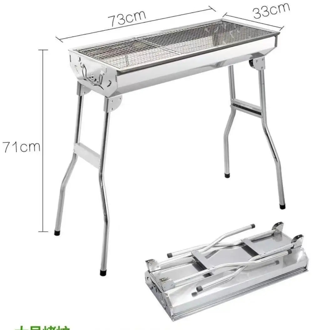 Extended Portable Outdoor BBQ Grill Home Use Barbecue Oven Long Portable Charcoal Grill for Outdoor Cooking and Baking