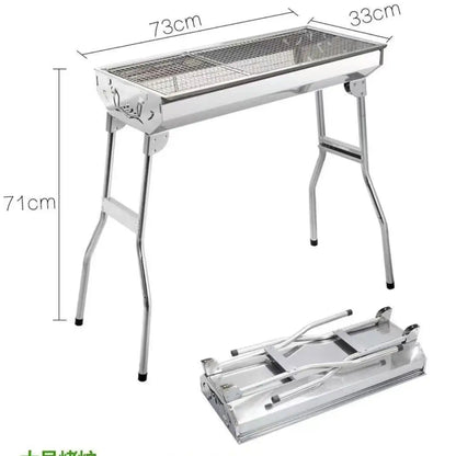 Extended Portable Outdoor BBQ Grill Home Use Barbecue Oven Long Portable Charcoal Grill for Outdoor Cooking and Baking