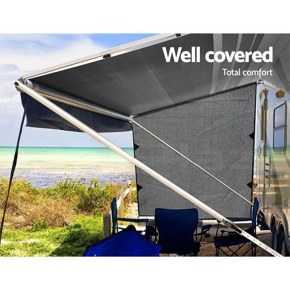 Caravan Privacy Screens Roll Out Awning 1.95 X 2.2M Sun Shade End Wall Side Grey