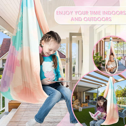Sensory Swing, Cuddle Swing with 360° Swivel Hanger Kit, Therapy for Child & Adult with Autism ADHD Aspergers Sensory Integration (Colorful Print)