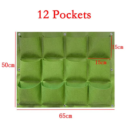 9/18/36/64 Pockets Green Grow Bags Planter Vertical Garden Vegetable Living Garden Bag Seedling Wall Hanging Plant Growing Bags