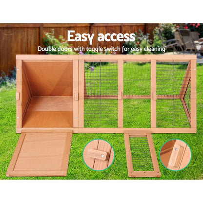 I.Pet Rabbit Hutch Chicken Coop Large Run Wooden Pet Cage Houses Outdoor Coops