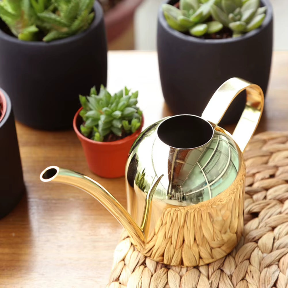 Watering Can Gold Color Stainless Steel Pot Long Spout Indoors Home Plant Pot Bottle Watering Device Meaty Bonsai Garden Tool