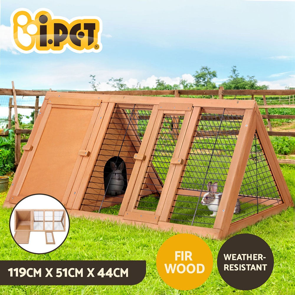 I.Pet Rabbit Hutch Chicken Coop Large Run Wooden Pet Cage Houses Outdoor Coops