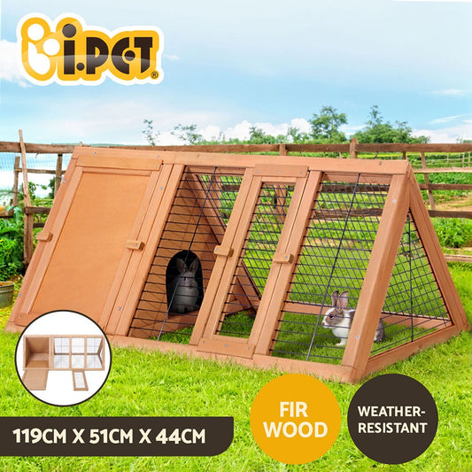 I.Pet Rabbit Hutch Chicken Coop Large Run Wooden Pet Cage Houses Outdoor Coops