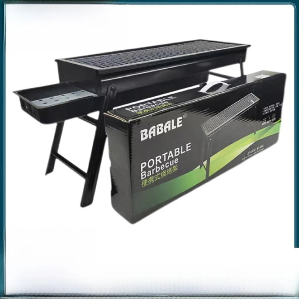 Extended Portable Outdoor BBQ Grill Home Use Barbecue Oven Long Portable Charcoal Grill for Outdoor Cooking and Baking