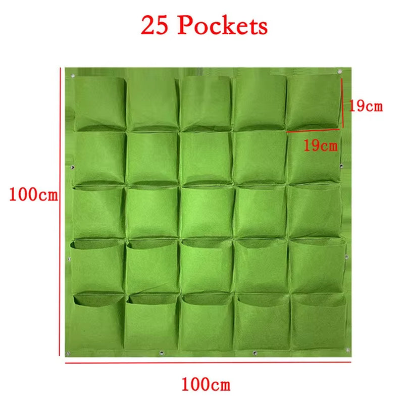 9/18/36/64 Pockets Green Grow Bags Planter Vertical Garden Vegetable Living Garden Bag Seedling Wall Hanging Plant Growing Bags